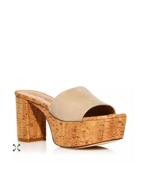 Stuart Weitzman Beige Cork Platform Mule Sandals - Brand New In Box - size 8.5